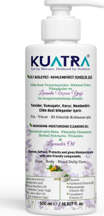 Kuatra Nemlendirici Besleyici Temizlik Jeli (Tıbbi Lavanta (Lavandula Angustifolia) uçucu yağı içeren) 500ml