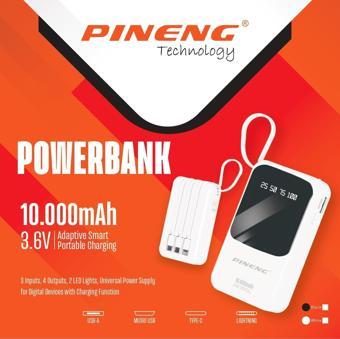 Pineng 10.000 mAh 4 Kablolu Ledli Powerbank PN-560