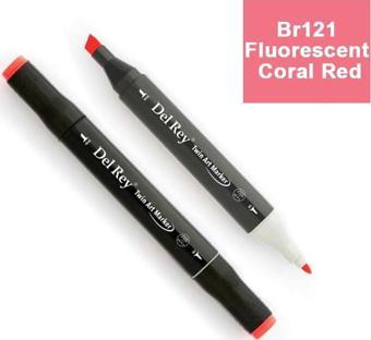 Del Rey Twın Marker Br121 Fluorescent Coral Red Çift Uçlu Grafik Kalemi Mn-Dr121