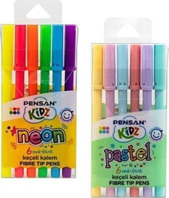 Pensan Kidz 6 Renk Keçeli Kalem Pastel-Neon 99093