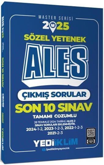 2025 ALES Sözel Yetenek Son 10 Sınav Tamamı Çözümlü Çıkmış Sorular Yediiklim Yayınları - Yediiklim Yayınları