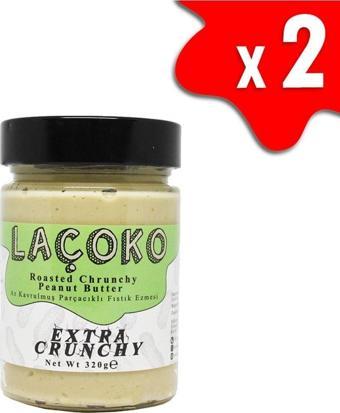 Laçoko 640 Gram Şekersiz, Katkısız, Glutensiz, Vegan Az Kavrulmuş (Çiğ) Parçacıklı Fıstık Ezmesi