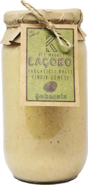 Laçoko 1  kg Şekersiz, Katkısız, Glutensiz, Doğal Parçacıklı Ballı Fındık Ezmesi (1  kg)