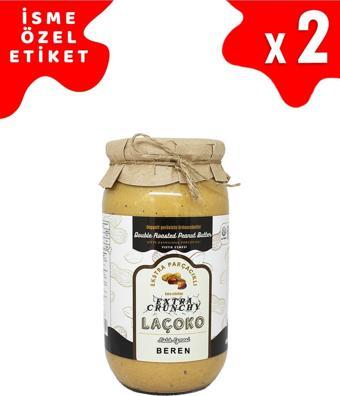 Laçoko 2Kg Isme Özel Şekersiz,Glutensiz,Doğal Çifte Kavrulmuş Parçacıklı Extra Crunchy Fıstık Ezmesi