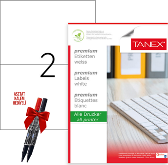 Tanex Tw-2102 210x148 mm Laser Etiket 100 Tabaka 2'li Asetat Kalem Hediyeli