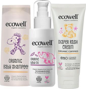 Ecowell Organik Bebek  Bebek Şampuanı + Bebe Yağı + Pişik Kremi