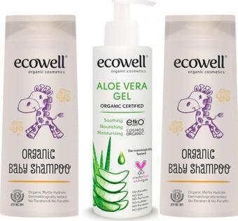 Ecowell Organik Bebek Şampuanı 2 Adet (2x300 Ml.) + Organik Aloe Vera Jel 200 Ml.