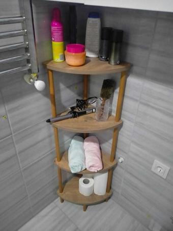 Mutfak Banyo Dolabı Rafı Çok Amaçlı Organizer Raflar Köşelik Ahşap Raflı 4 Katlı Beyaz 110x39