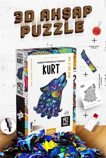 Kurt Temalı 142 Parça Renkli Ahşap Puzzle Çocuk Pazıl  Yapıştırıcı Hediyeli