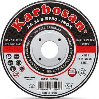 Karbosan 125X1.6X22.23 Inox Paslanmaz Çelik İnce Kesme Diski 910410 (Aa 46 R Bf80)