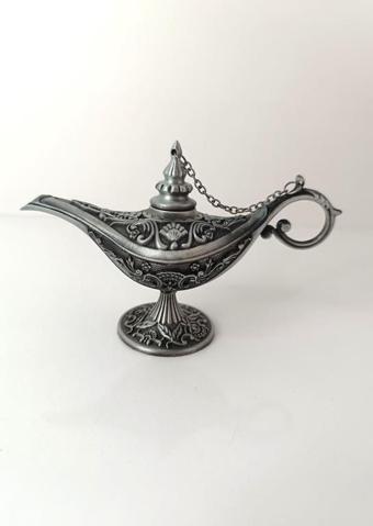 Alaaddin Sihirli Lamba Genie Lamp İbrik Biblo 9 cm Gri Renk