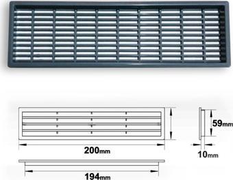 PLASTİK MENFEZ DİKDÖRTGEN GRİ