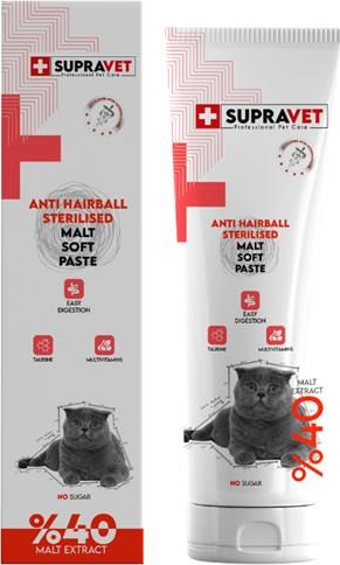 Supravet Anti Hairball Kısırlaştırılmış Kediler için Malt Macun 100 Gr