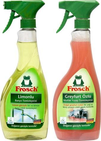 Frosch Greyfurt Özlü Mutfak Yüzey Temizleyici 500 ml Ve Limonlu Banyo Temizleyici 500 ml