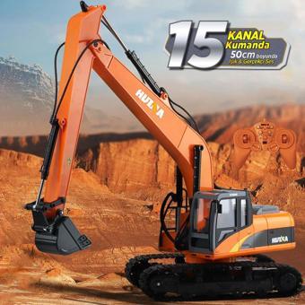 HUINA 1/14 Yüksek Kalite 15Kanal RC Model Ekskavatör Paletli Kepçe Kazıcı RC İş Makinası Sesli ve Işıklı - 1551 Turuncu