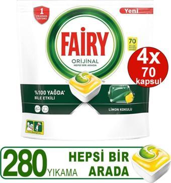 Fairy Bulaşık Makinesi Deterjanı Hepsi Bir Arada Limon 70 Tablet X 4 Adet