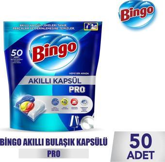 Bingo Akıllı Kapsül Pro Bulaşık Makinesi Deterjanı Tableti 50'li