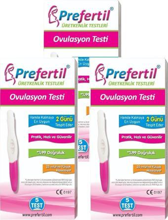 PREFERTİL Ovulasyon/Yumurtlama Testi - [ 3 Kutu = 15 Test ]