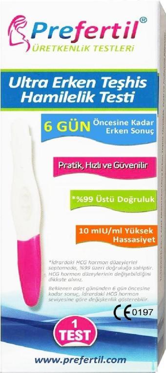 PREFERTİL Ultra Erken Gebelik/Hamilelik Testi - [ 1 Kutu = 1 Test ]