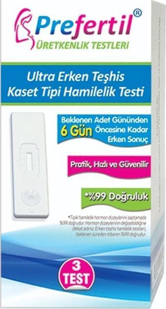 Prefertil Ultra Erken Kaset Gebelik/Hamilelik Testi - [ 1 Kutu = 3 Test ]