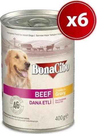 Bonacibo Soslu Dana Etli Yaş Yetişkin Köpek Konserve Maması 400GR x 6 Adet