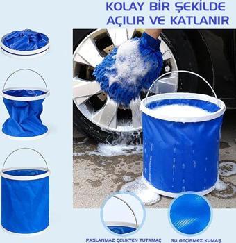 Protackle Katlanabilir Araç Yıkama Kovası 9 lt Mavi