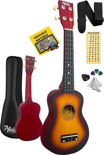 Midex UKX-233SB Sunburs Concert Ukulele (Askı Çanta Metod Pena)