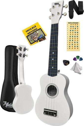 Midex UKX-233WH Beyaz Concert Ukulele (Askı Çanta Metod Pena)