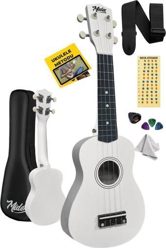 Midex UKX-901WH Beyaz Soprano Ukulele (Askı Çanta Metod Pena)