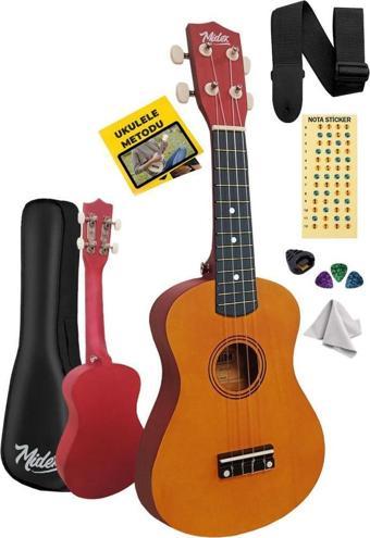 Midex UKX-901YL Turuncu Soprano Ukulele (Askı Çanta Metod Pena)