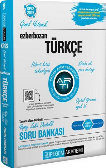 2025 Ezberbozan KPSS Genel Yetenek Genel Kültür Türkçe Soru Bankası  - Pegem Akademi Yayıncılık