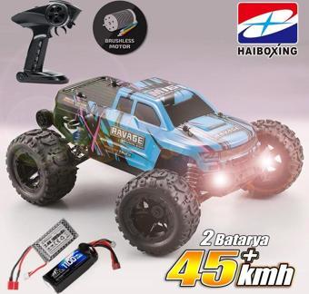 HAIBOXING RC 1/16 Ravage 45+ KM/H Sürat RC Araba RTR Elektrikli 4WD Brushless Offroad (Mavi)+1100mAh 7.4V2S Lipo Batarya