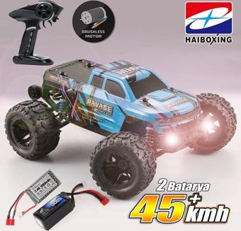 HAIBOXING RC 1/16 Ravage 45+ KM/H Sürat RC Araba RTR Elektrikli 4WD Brushless Offroad (Mavi)+1300mAh 7.4V2S Lipo Batarya