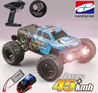 HAIBOXING RC 1/16 Ravage 45+ KM/H Sürat RC Araba RTR Elektrikli 4WD Brushless Offroad (Mavi)+1500mAh 7.4V2S Lipo Batarya