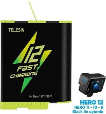 GoPro Şarj Edilebilir Yedek Batarya Fast Charging 1750mAh (Hero12 , Hero11 ,Hero10,Hero9 Black)