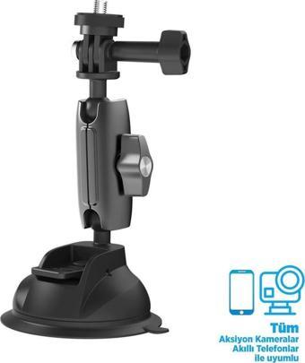 TELESIN Aksiyon Kamera Suction Cup Alüminyum Vakumlu Vantuz Bağlantı Parçası (GoPro Hero12,Hero11,Hero10,Hero9 Black)