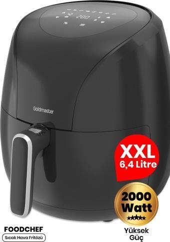 Goldmaster Foodchef 2000 Watt Yüksek Güç 6,4 Litre Geniş Xxl Dokunmatik Airfryer Yağsız Sıcak Hava F