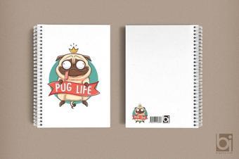 Pug Life Kral Köpek A5 Çizgisiz Spiralli Defter Bigelio - Dersia Yayınları