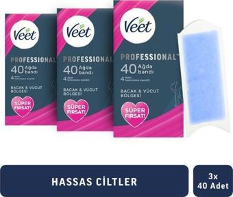 Veet Ağda Bandı Bacak & Vücut Bölgesi- Hassas Ciltler 120 Adet Mega Fırsat Paketi