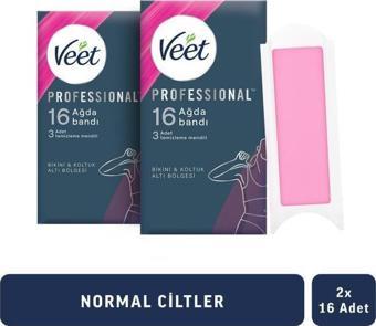 Veet Professional Sir Ağda Bandı Bikini ve Koltuktaltı Bölgesi Normal Ciltler 32’li(16 x 2) 