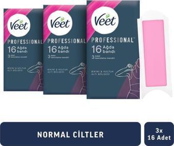 Veet Professional Sir Ağda Bandı Bikini ve Koltuktaltı Bölgesi Normal Ciltler 48’li(16 x 3)