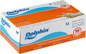 Dolphin Pudrasız Beyaz Lateks Eldiven (100 Adet/Kutu)