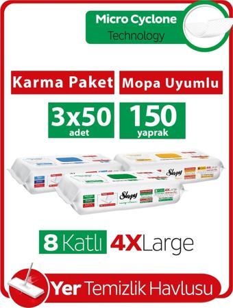 Sleepy Easy Clean Mopa Uyumlu Yer Temizlik Havlusu Karma Paket 3x50 (150 Yaprak)
