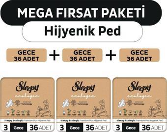 Sleepy Ecologic Premium Plus Hijyenik Ped Mega Fırsat Paketi Gece 108 Adet