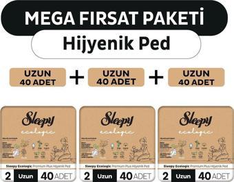 Sleepy Ecologic Premium Plus Hijyenik Ped Mega Fırsat Paketi Uzun 120 Adet