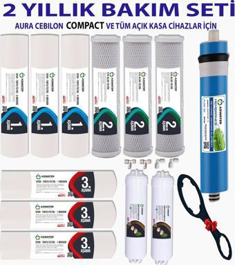 As Water Aura Cebilon Compact Ve Tüm Açık Kasa Cihazlar İle Uyumlu 2 Yıllık Filtre Seti
