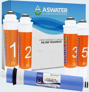 As Water Waterfil Waterlife Için Tak Çevir 5'Li Filtre Takımı 80Gpd Lg Membranlı