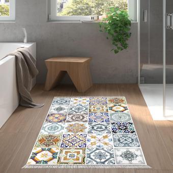 Eko Trend DJT Banyo Paspası Yıkanabilir Kaymaz Taban Mu144 Patchwork Kahve