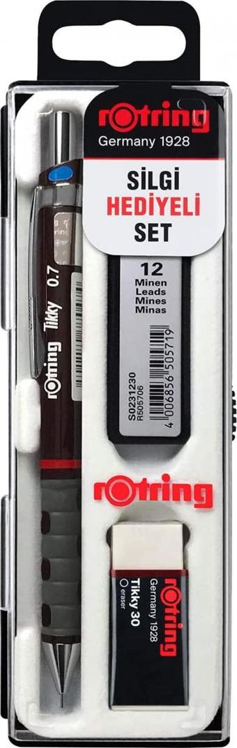 Rotring Tikky RD 0.7 mm Min Silgi Hediyeli Bordo Versatil Kalem