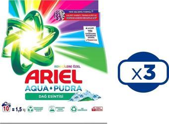 Ariel Dağ Esintisi Renklilere Özel 1,5 Kg Aquapudra Toz Deterjan x 3 Adet